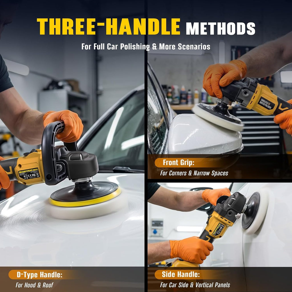 Rotary Buffer Polisher Kit 7 Inch/6 Inch for Dewalt 20V Battery (Tool Only) | 6 VARIABLE SPEED, ROTARY POLISHING
