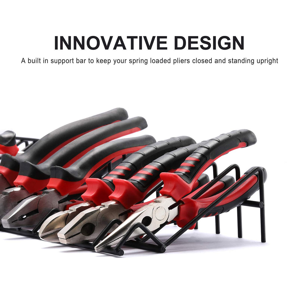 Plier Organizer Rack, 2 Pack, Stores Spring Loaded, Black, 15-Slot Plier Rack, Keep Pliers Organized in Tool Drawer
