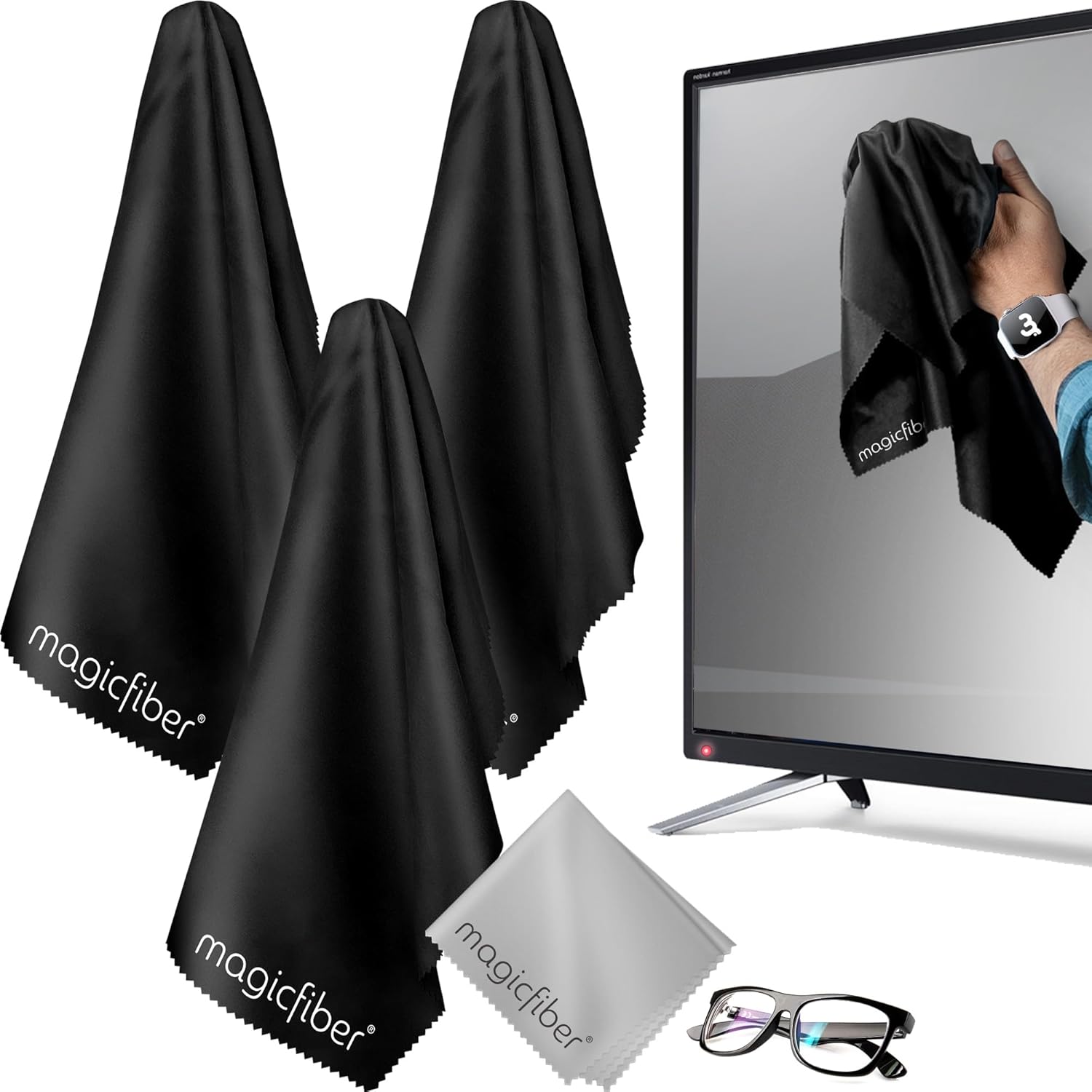 Extra Large Microfiber Cleaning Cloth - Premium Cloth for TV Screens, Windows, Mirrors, Glasses, Lenses, VR