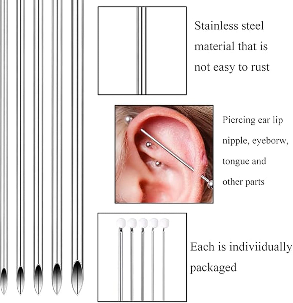 40pcs Piercing Kit, Mix Piercing Needles Clamps Kit