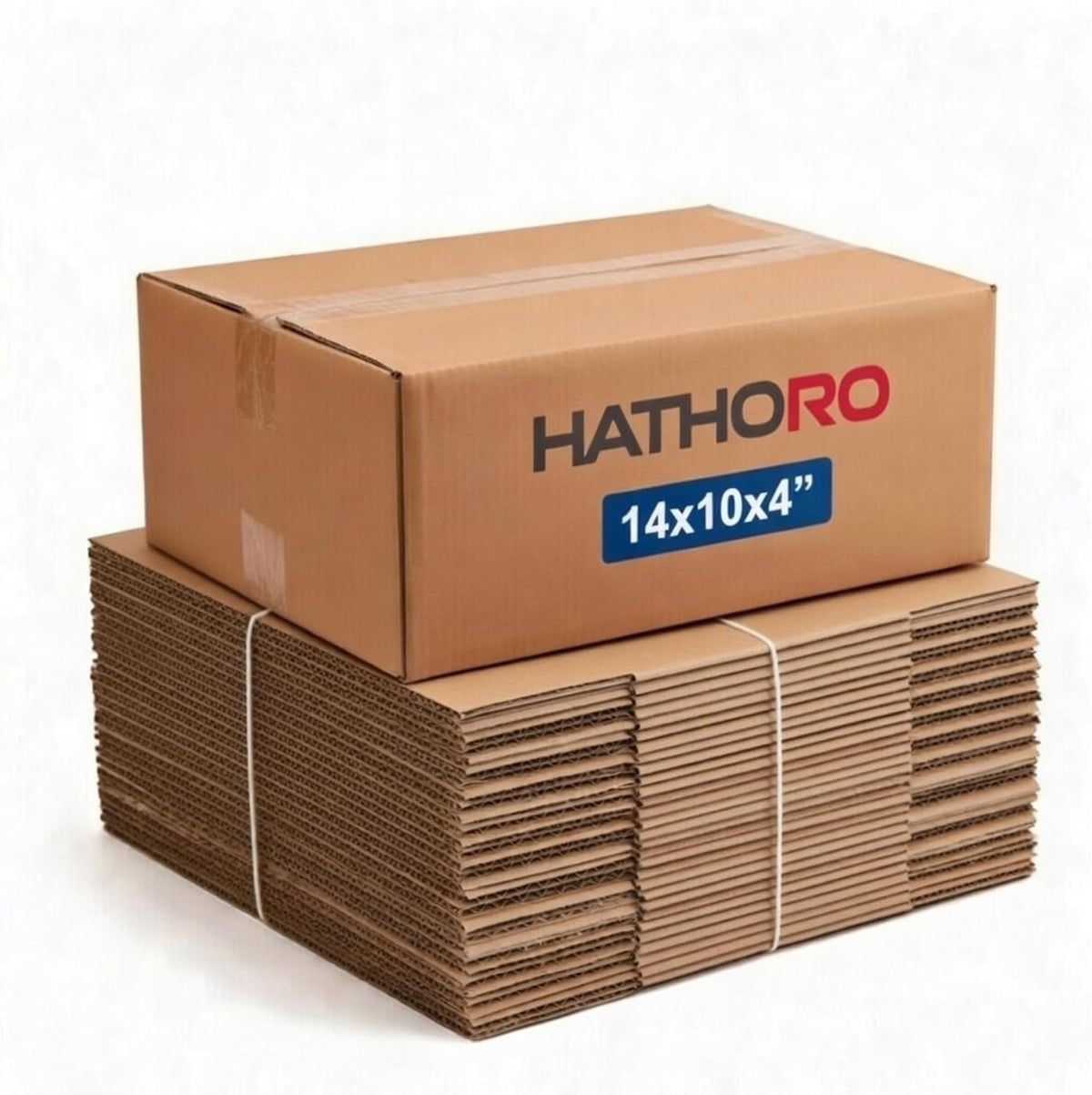 Flat Shipping Boxes 14"L x 10"W x 4"H (25-Pack) | Corrugated Cardboard Single-Wall Kraft Boxes for Moving, Packing