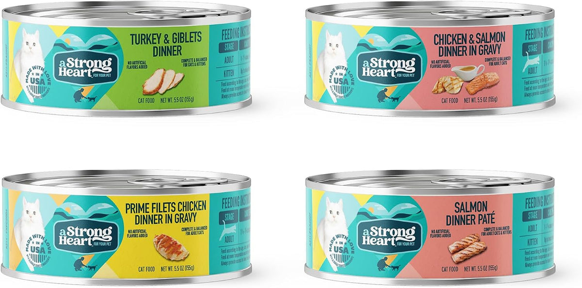 A Strong Heart Cat Food Dinner Variety Pack, Shreds & Cuts, 32pk