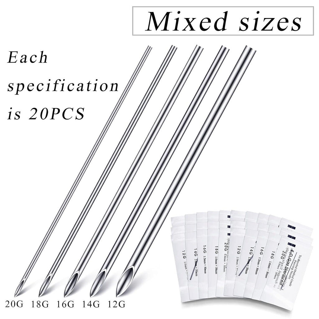 Piercing Kit 100 Pcs Piercing Needle with Stainless Forceps Clamp