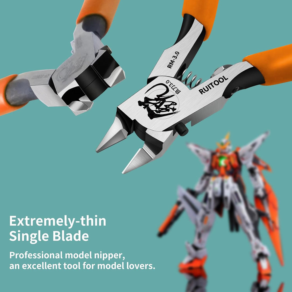 Model Nippers for Advancers, Single Blade Sprue Cutter for Gunpla | Ultra-Thin Single-Edge Blade, 4.7" Gundam Nipper