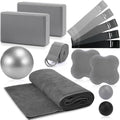 14 Pcs Yoga Kits for Home Workouts Pilates Equipment Set for Women Beginners, Hot Yoga Towel Blocks Strap, Knee Pad