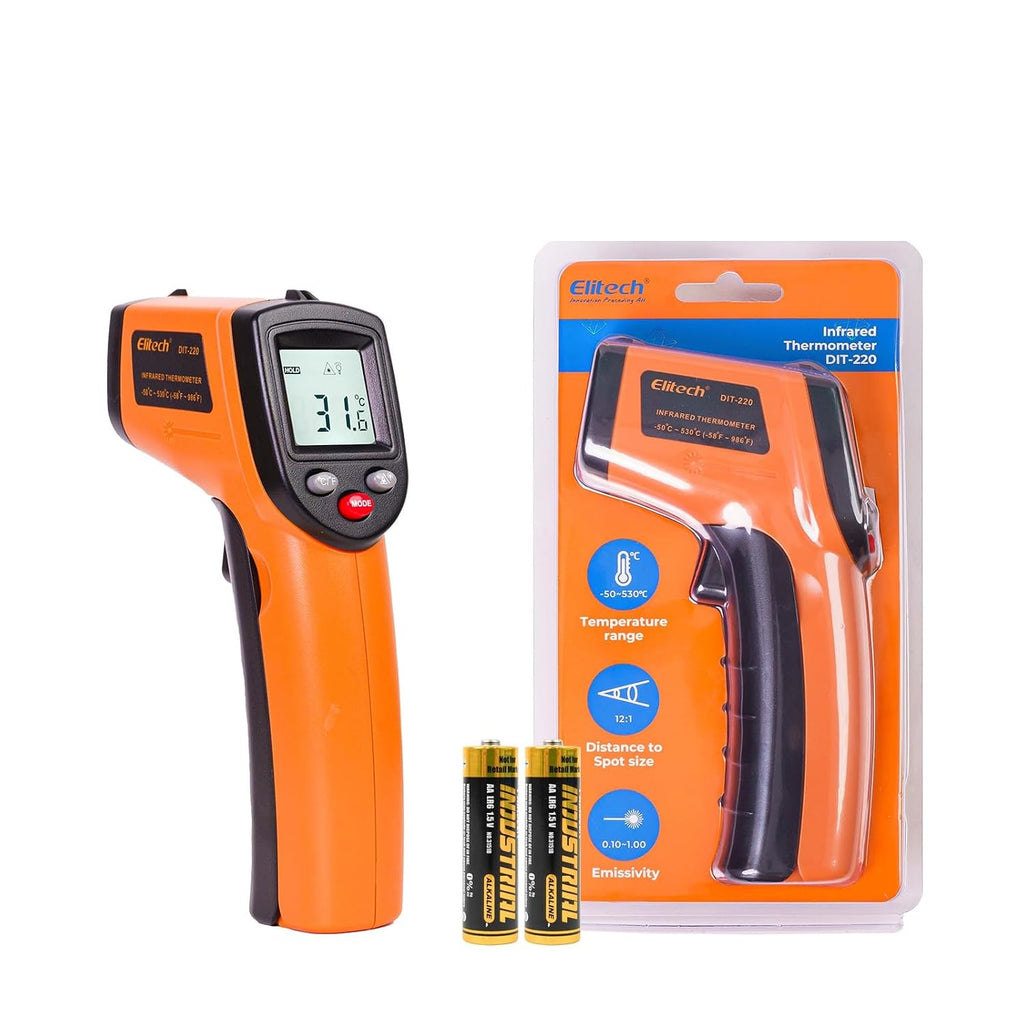 Laser Temperature Gun, Non-Contact Digital Infrared Thermometer, Adjustable Emissivity, Backlight, Handheld for