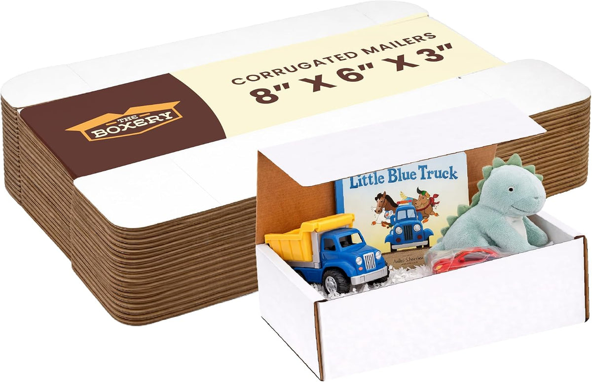 Corrugated Mailers White Tuck Shipping Boxes (8x6x3)