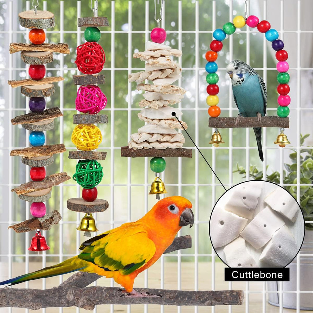 Bird Perch Bird Toys Parakeet Toys,Bird Cage Accessories Wooden Chew Toys Perch Stand for Parrot Conure Cockatiel