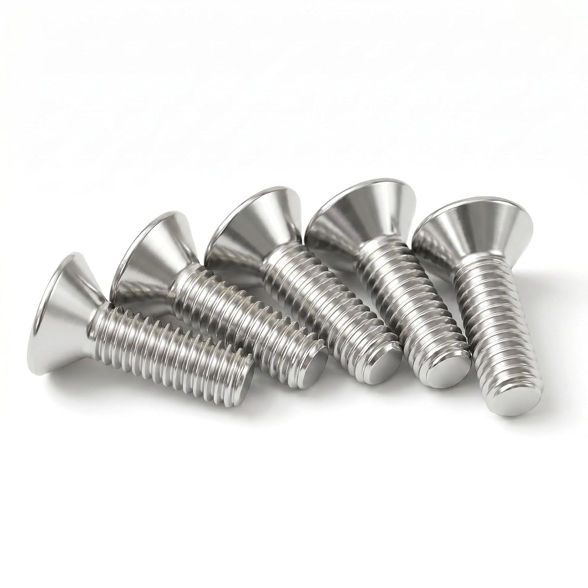 M5 x 8mm (25 Pack) Flat Head Hex Socket Cap Screws Bolts Countersunk Bolts, Hex Drive, 304 Stainless Steel 18-8, Fully Thread, Bright Finish