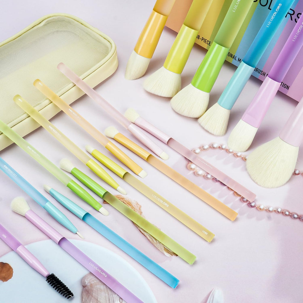 18Pcs Candy‑Colored and Soft Touch Makeup Brush Set