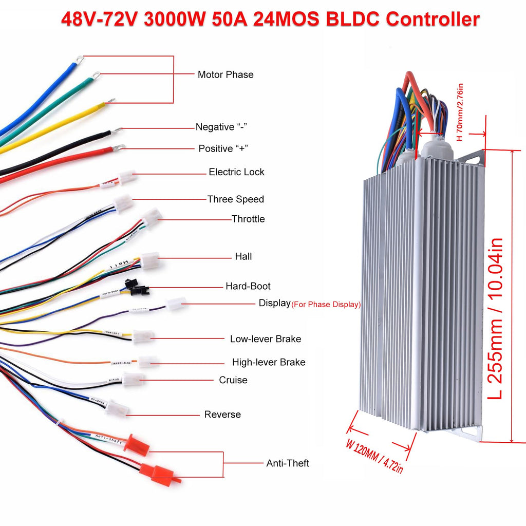 BLDC 72V 3000W Brushless Motor Kit with 50A Controller, Throttle, Pedal