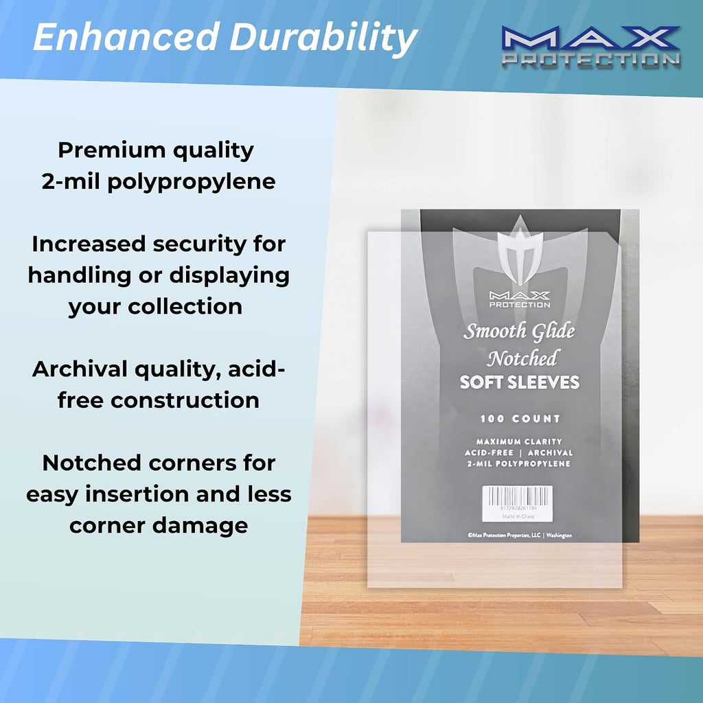 Notched Penny Sleeves - 100ct Packs - Easy Glide Notched Card Holders- Premium, Acid-Free & Archival Safe Protection