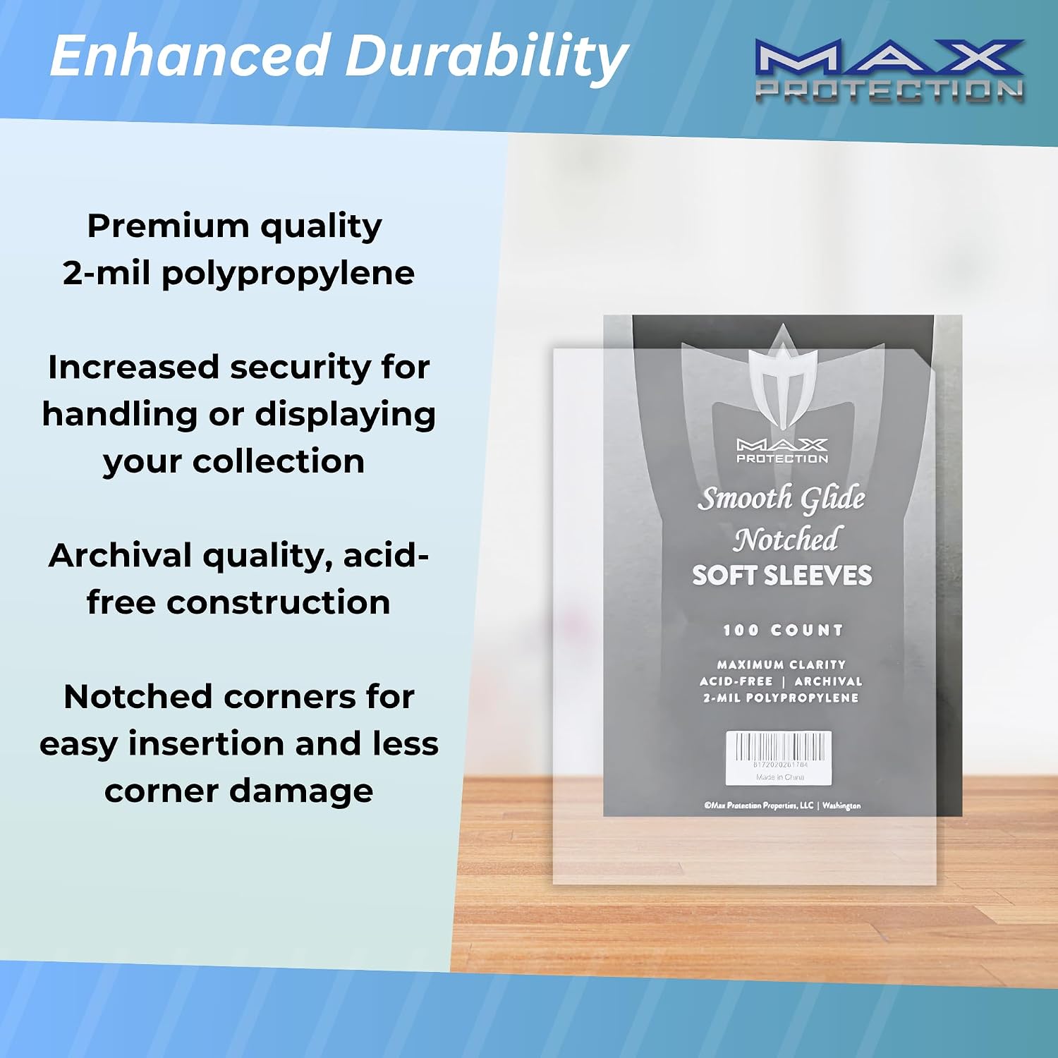 Notched Penny Sleeves - 100ct Packs - Easy Glide Notched Card Holders- Premium, Acid-Free & Archival Safe Protection