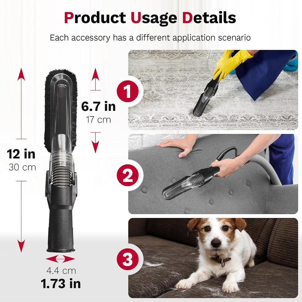 Universal Vacuum Attachments & Brushes, 8-Piece Vac Accessories | Small Portable Shop Vac Accessories with Adapter
