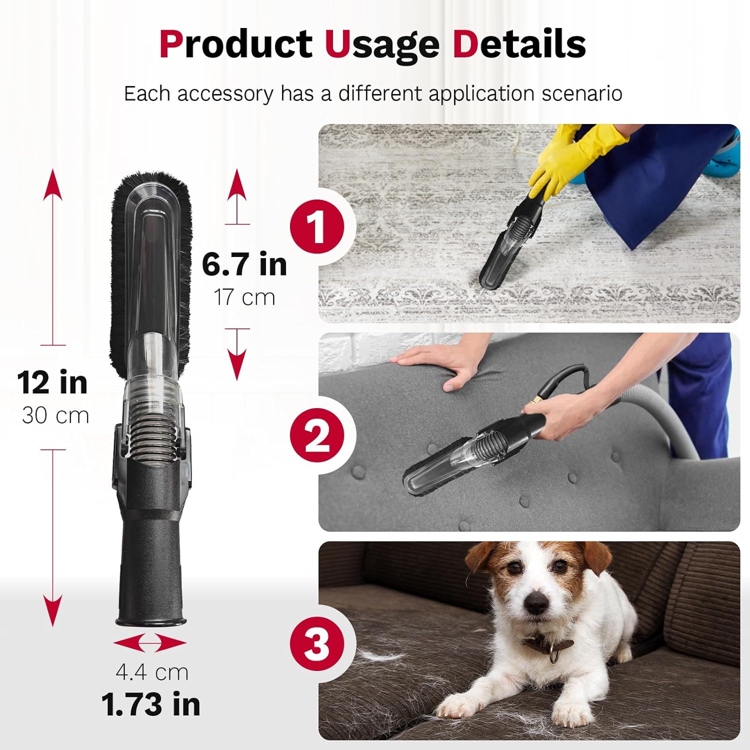 Universal Vacuum Attachments & Brushes, 8-Piece Vac Accessories | Small Portable Shop Vac Accessories with Adapter