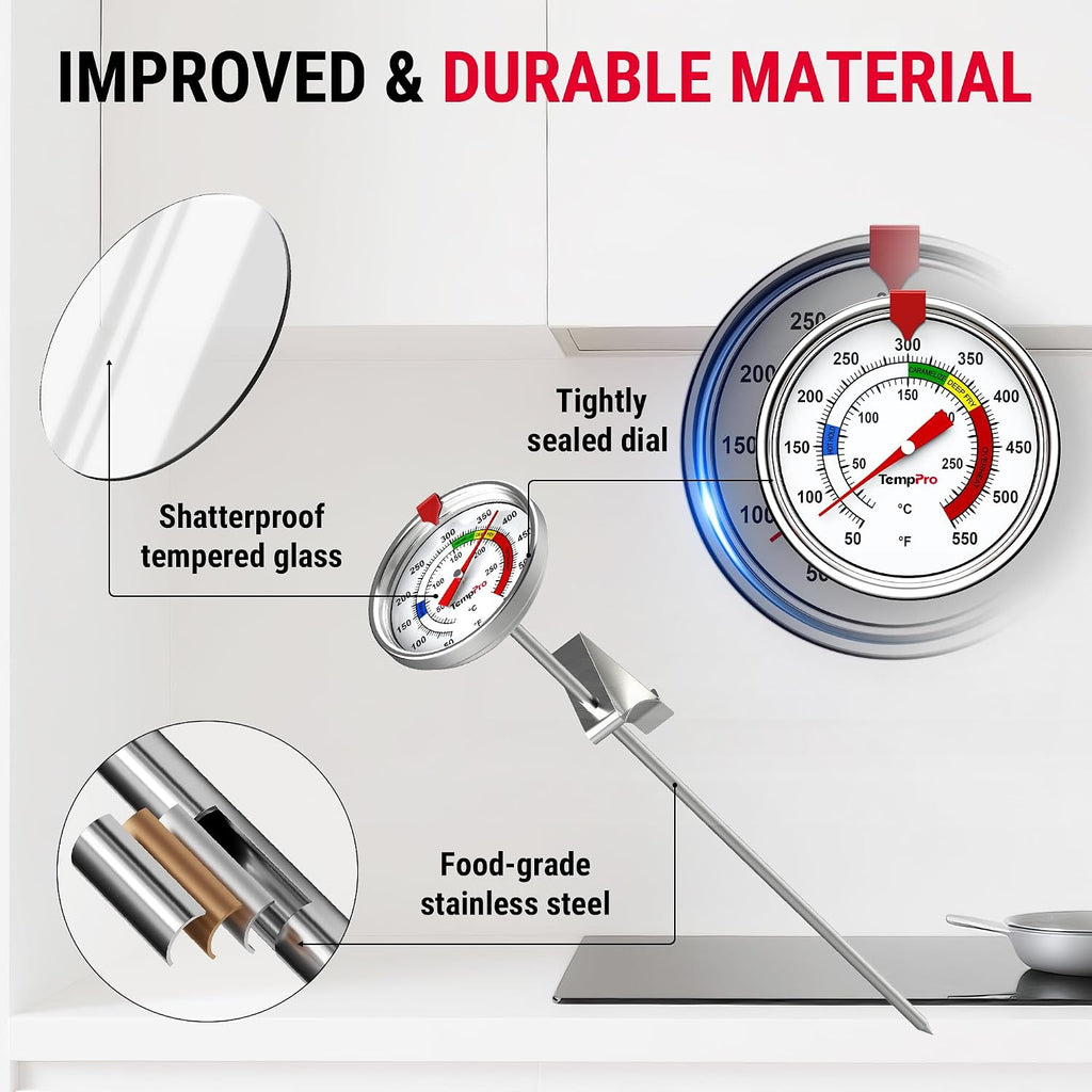 Candy Thermometer with Pot Clip, Oil Thermometer for Frying