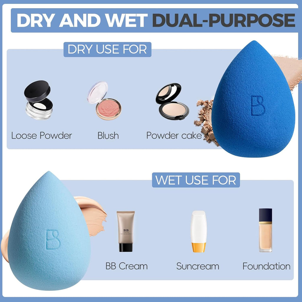 Professional Makeup Bruhses & 2 Pcs Makeup Sponges for FoundationPremium Synthetic Foundation Powder Concealers Eye