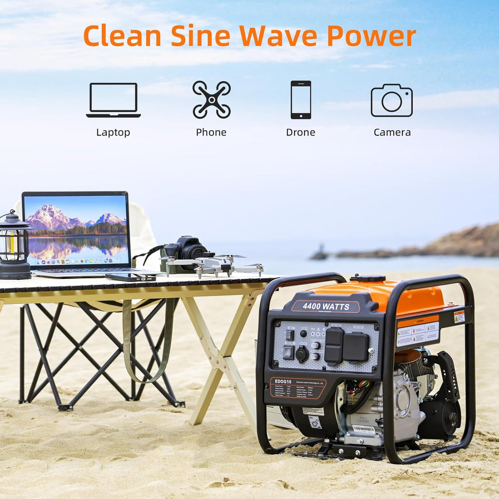 Power Equipment 4400 Watts Inverter Generator Gas Powered, Portable Open Frame Generator, Low Noise with ECO Mode, RV
