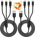 Multi Charging Cable(2Pack 4FT), 3 in 1 USB Charging Cable for Multiple Devices, Braided Universal Phone Charger Cord