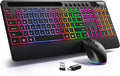 Wireless Keyboard and Mouse Combo, RGB Backlit, Ergonomic Wrist Rest | Phone Holder, Full Size, 2.4GHz, 3 Level DPI