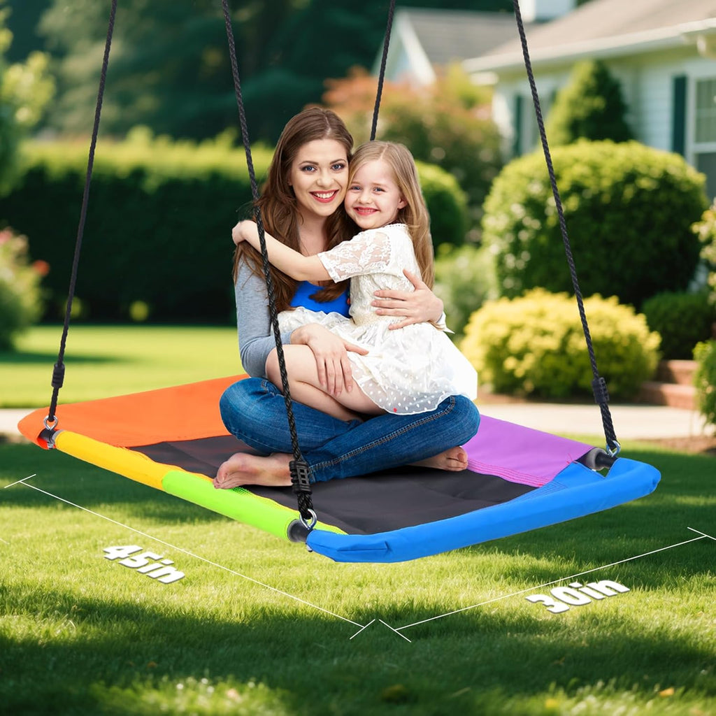 9.5' Tall Swing Sets for Backyard with Platform Swing, Heavy Duty Metal Swingset Outdoor for Kids with Trapeze Bar