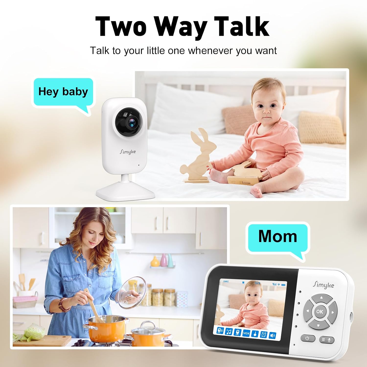 Upgrade Video Baby Monitor,WiFi Baby Camera,2.8" Display and App Control,1200ft Long Range,2 Way Talk,Auto Night