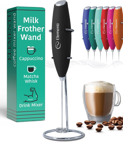 Milk Frother Wand & Electric Stirrer with Stand - Turbo Coffee & Milk Frother Handheld - Hand Held Coffee Mixer Wand