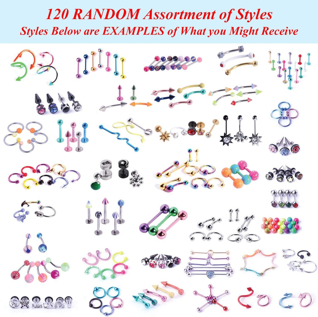 156PC Body Piercing Kit - Needles 14G 16G 18G 20G Random Jewelry