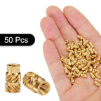 uxcell 50 Pcs M2 Brass Knurled Threaded Insert M2x6mm, OD 3.5mm Heat Set Insert Embedment Nuts