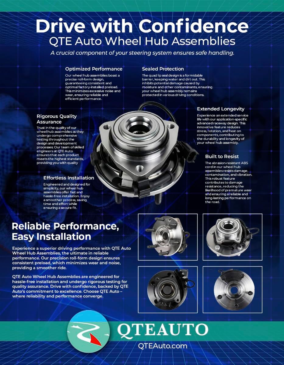 PM Auto Pair of 2 Front Wheel Hub Bearing Assembly Compatible with 2001-2012 Ford Escape