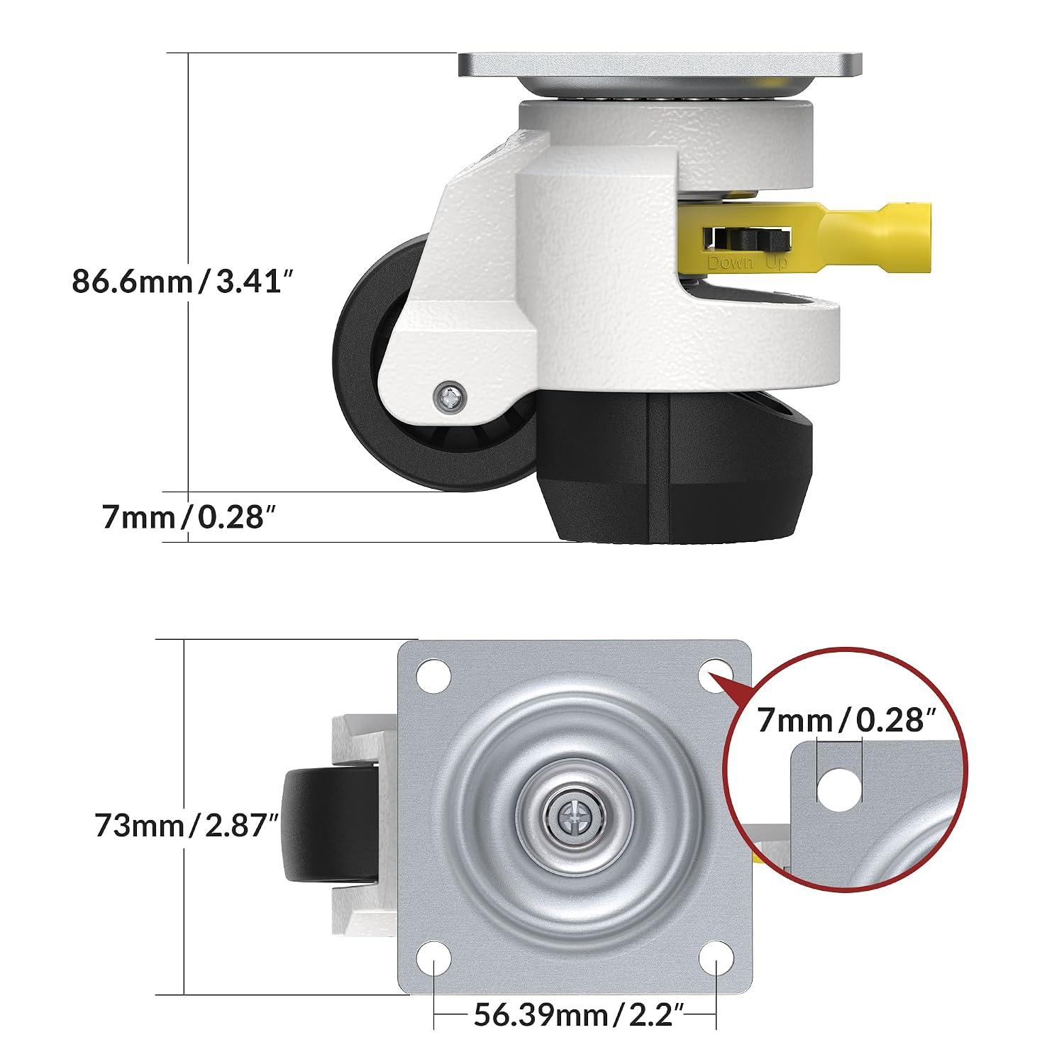 Leveling Casters with Ratchet Handle Design丨Total Capacity 2200 lbs | TD60丨Set of 4 丨Heavy Duty Industrial Casters