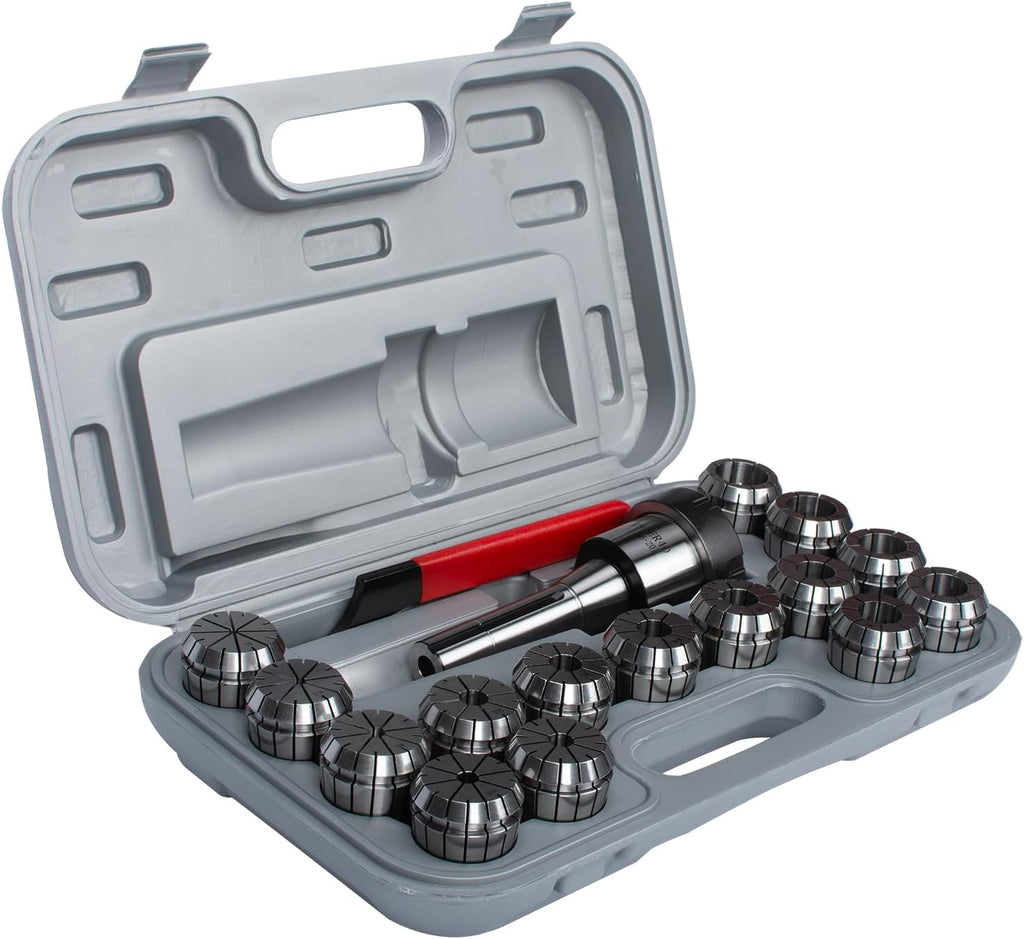 R8 ER40 Collet Holder Chuck Kit with 15 PCS ER40 Collets, R8 End Mill Collet Set