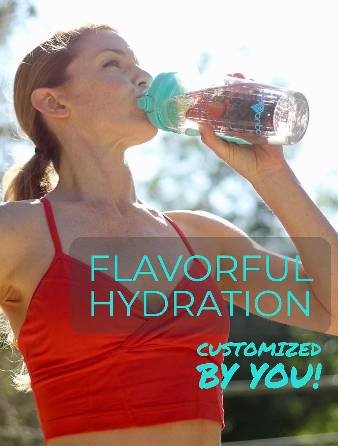 aquaFrut 32 OZ Fruit Infuser Water Bottle BPA-Free Fruit Infusion Sports Bottle - Flip Top Lid w Drinking Spout, Leak
