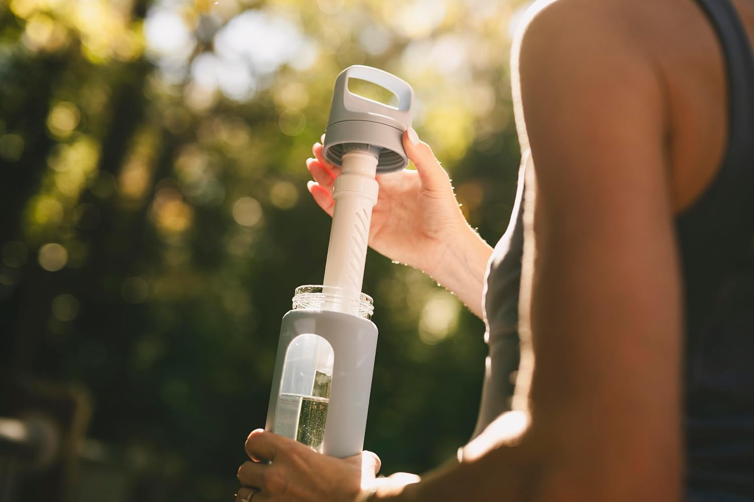 Go — Glass Water Filter Bottle Made from Hand-Blown Glass with Silicone Sleeve for Hydration at Home or on-the-go, 20
