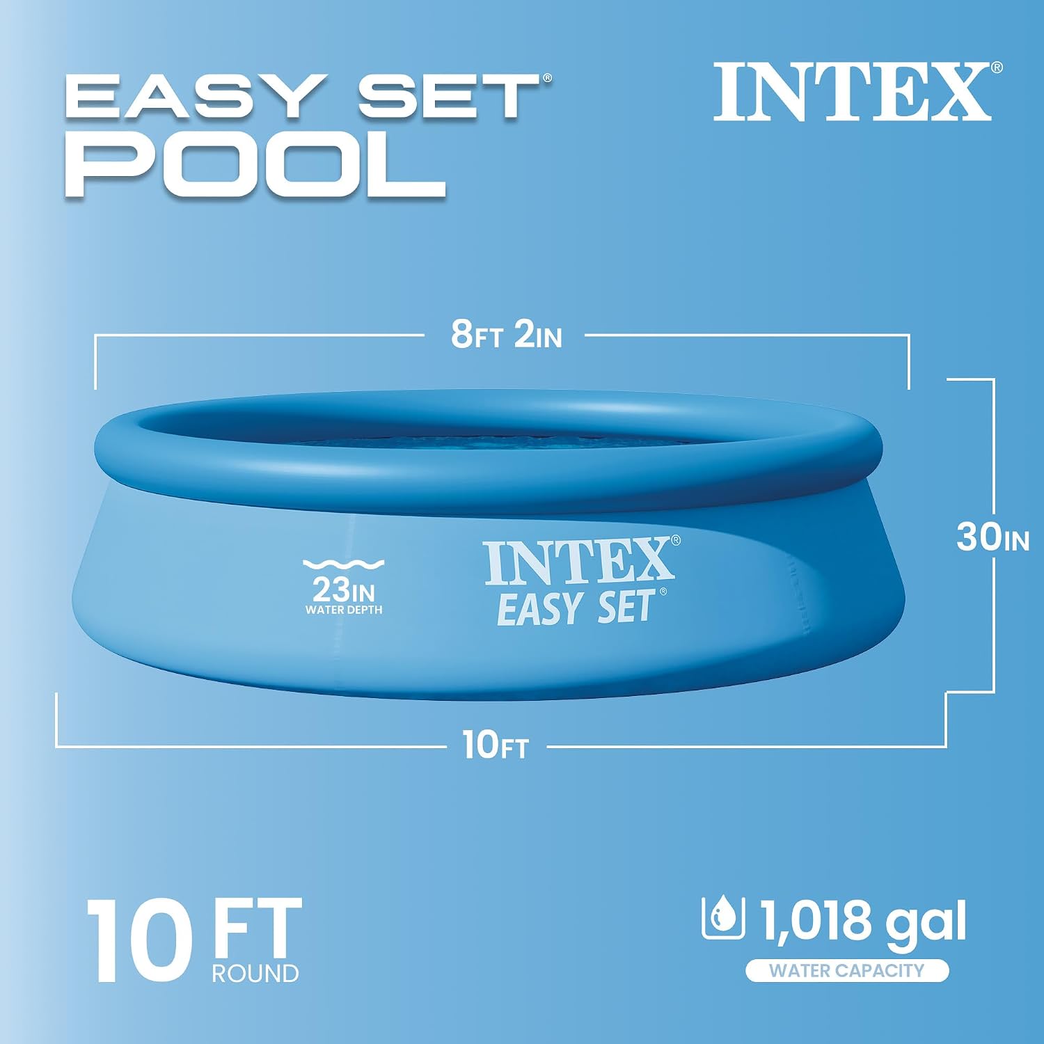 Easy Set 10 ft x 30in Above Ground Pool Set, Round Inflatable Swimming Pool with 330 GPH Cartridge Filter Pump and