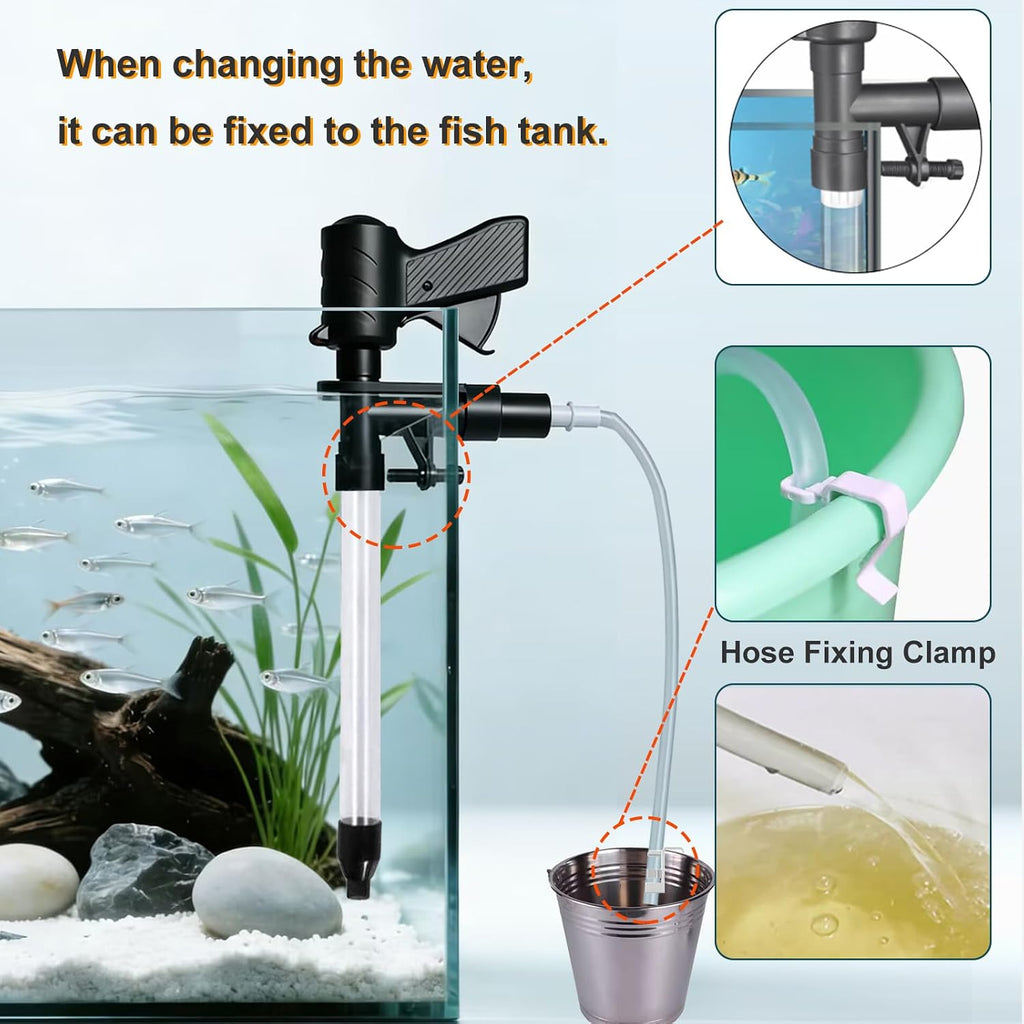Aquarium Gravel Cleaner 15~30In with 6Ft Water Hose Fish Tank Water Changer Sand Vacuum with Skimmer Net and Long