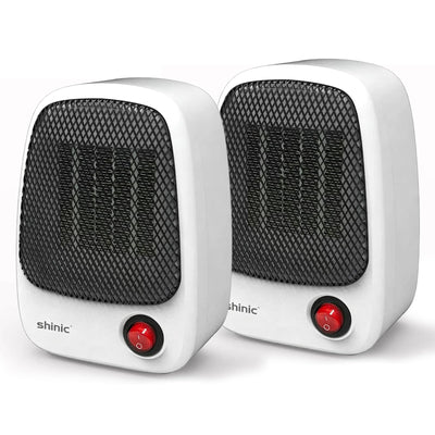 Ceramic Portable Mini Space Heater for Office Desk,2 Pack,White