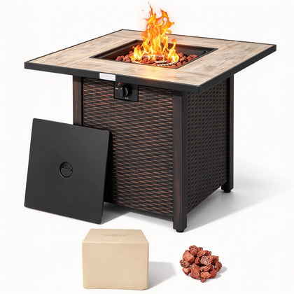 30" Propane Fire Pit Table, Gas Fire Pits for Outside with Lid