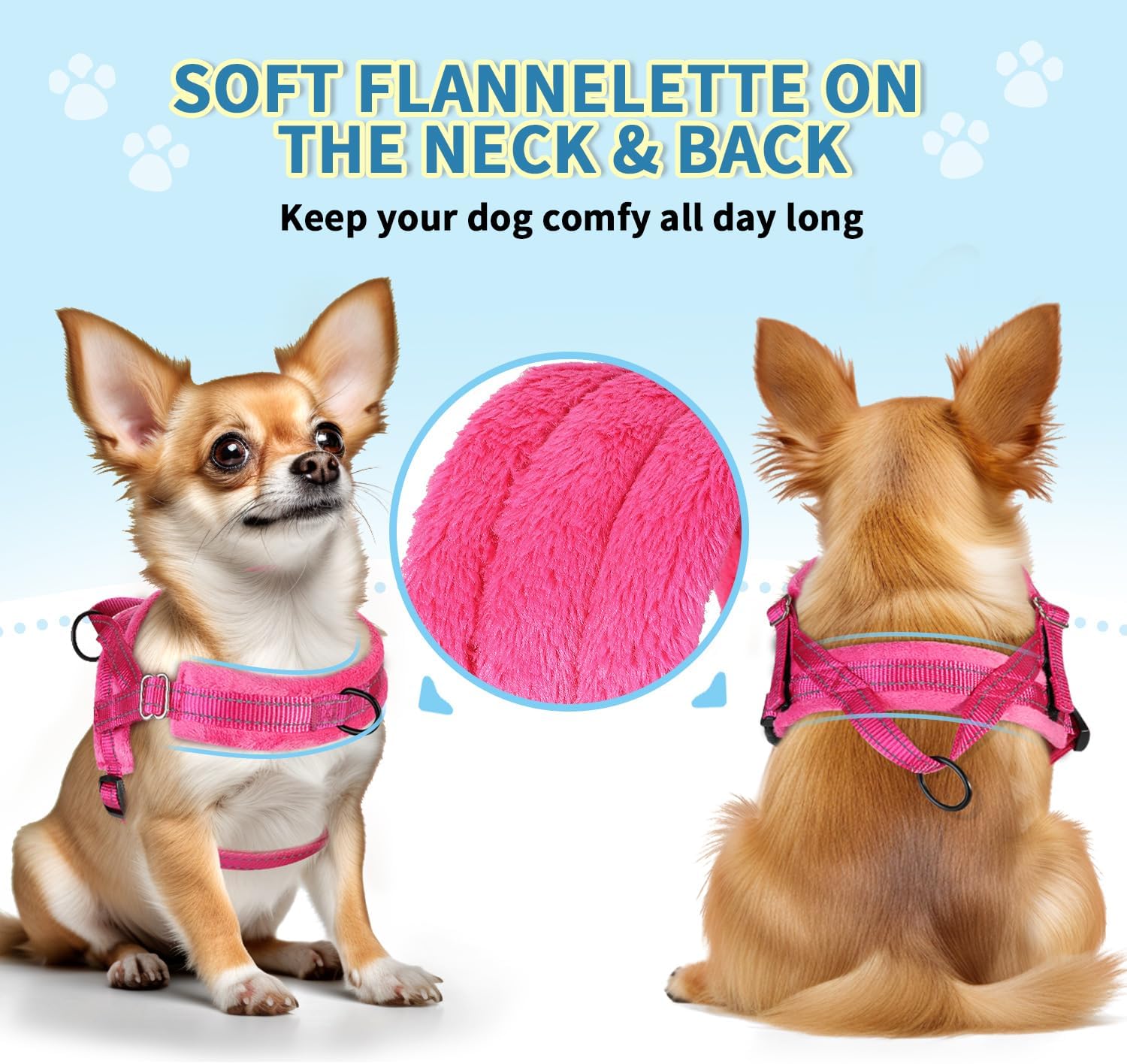 No Pull Small Dog Harness and Leash Set, Puppy Soft Vest Harness Neck & Chest Adjustable, Reflective Lightweight