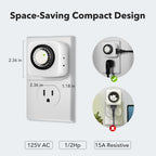Indoor Timers Plug Mechanical 2 Prong 24-Hour Mini Lamp Timers 2 Pack