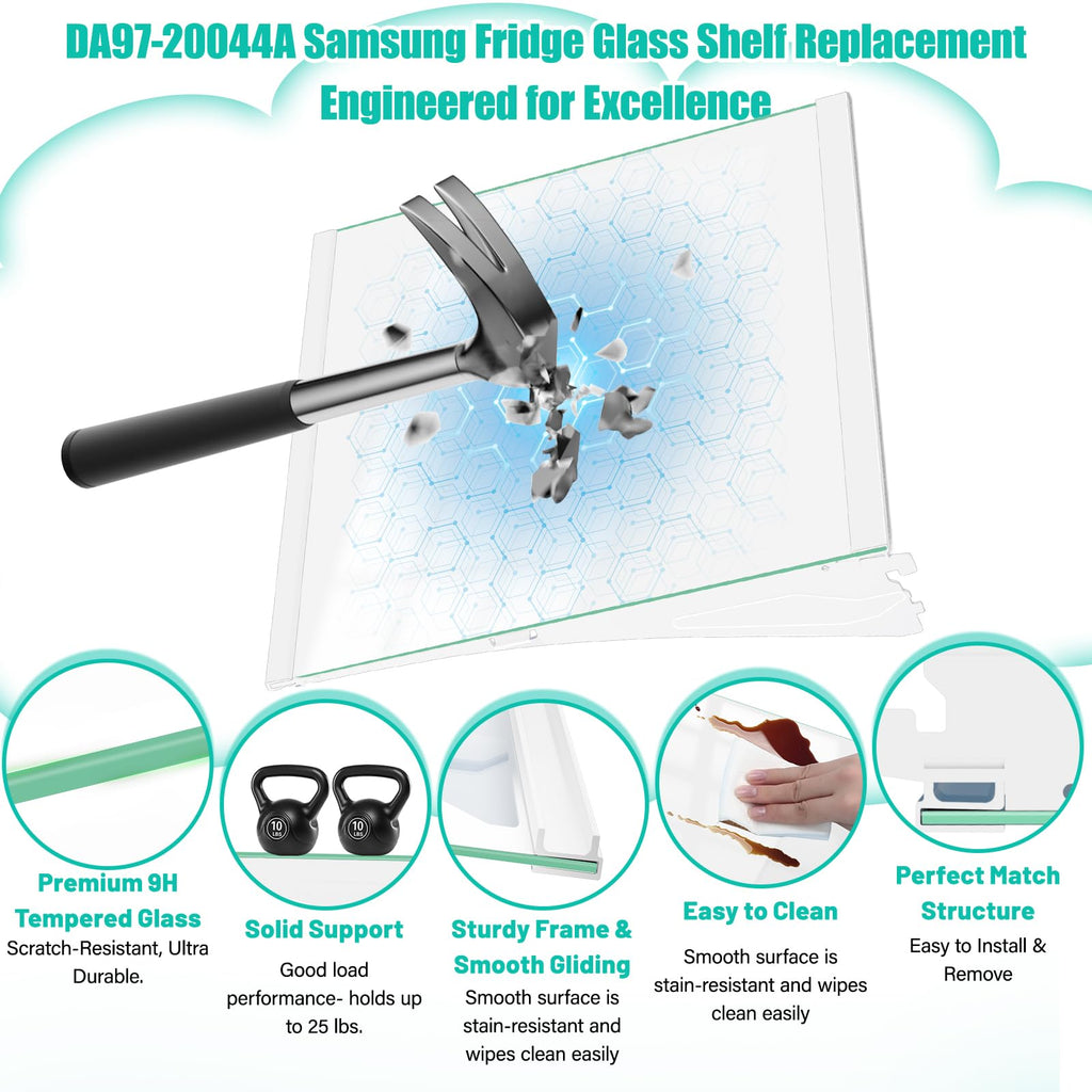 Upgraded DA97-20044A Refrigerator Glass Shelf for Samsung Refrigerator