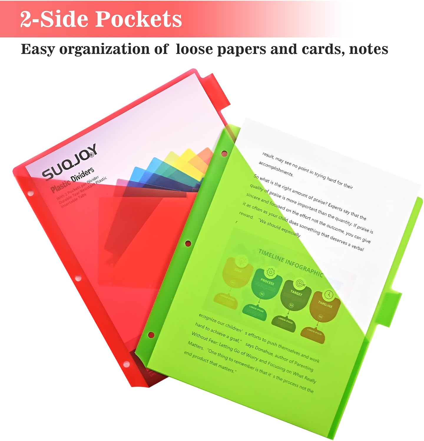 Binder Index Dividers with Tabs, 48 Count 3 Ring Binder Dividers with Pockets, 8 Tab Dividers for 3 Ring Binder