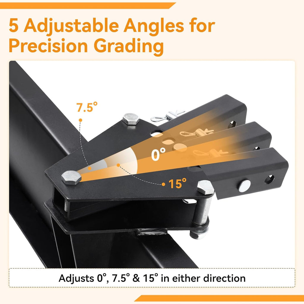 42" Scrape Blade Implement with 5 Adjustable Angles, 3-Point Tow Behind Grading Blade Attachment for ATV UTV Lawn