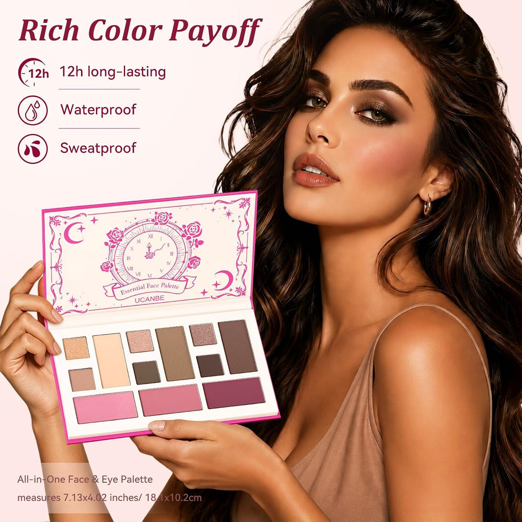 UCANBE Essential Face Palette, Eyeshadow & Contour & Blush & Brightening