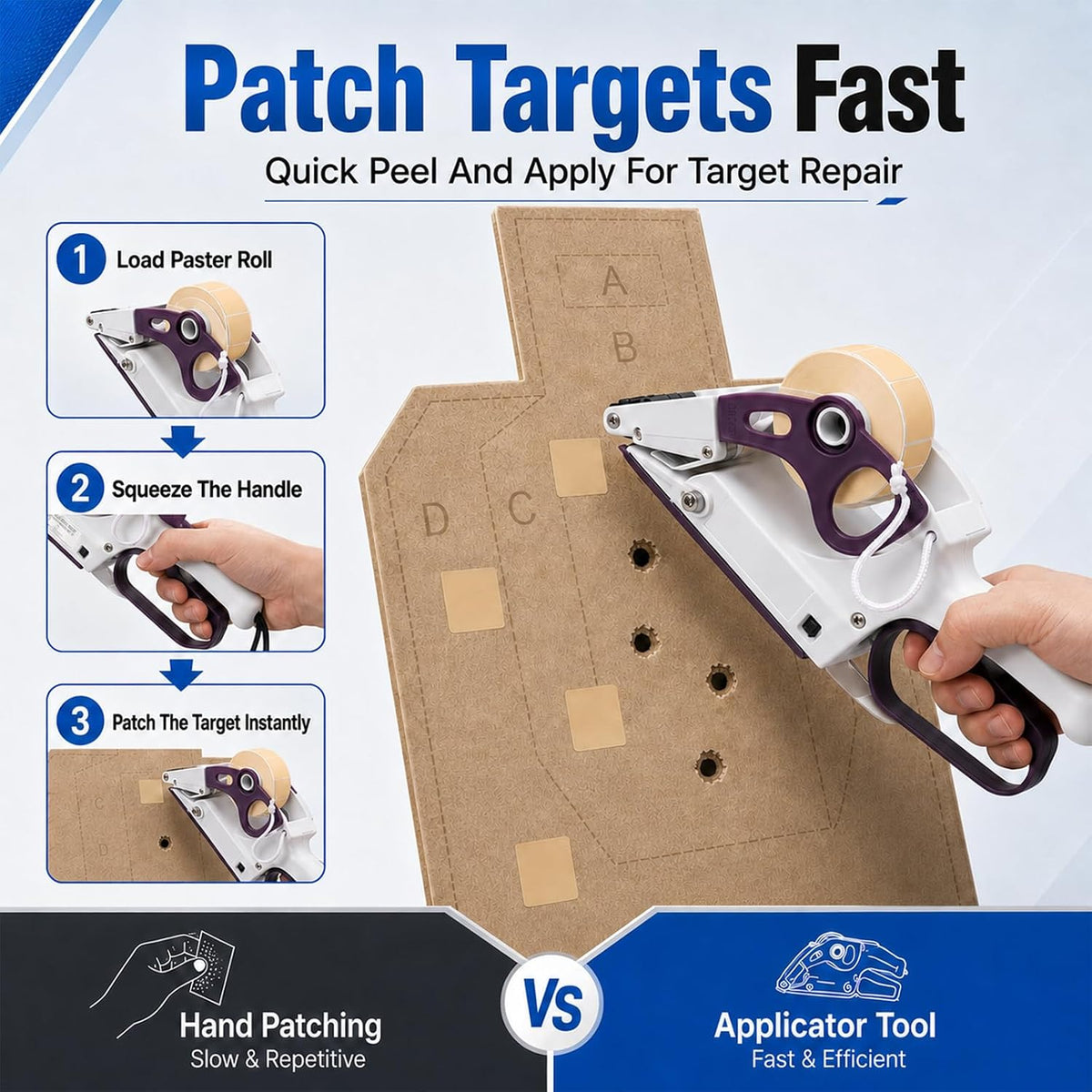 Hand Held Label Applicator, Portable Target Paster Tape Gun, Push to Apply