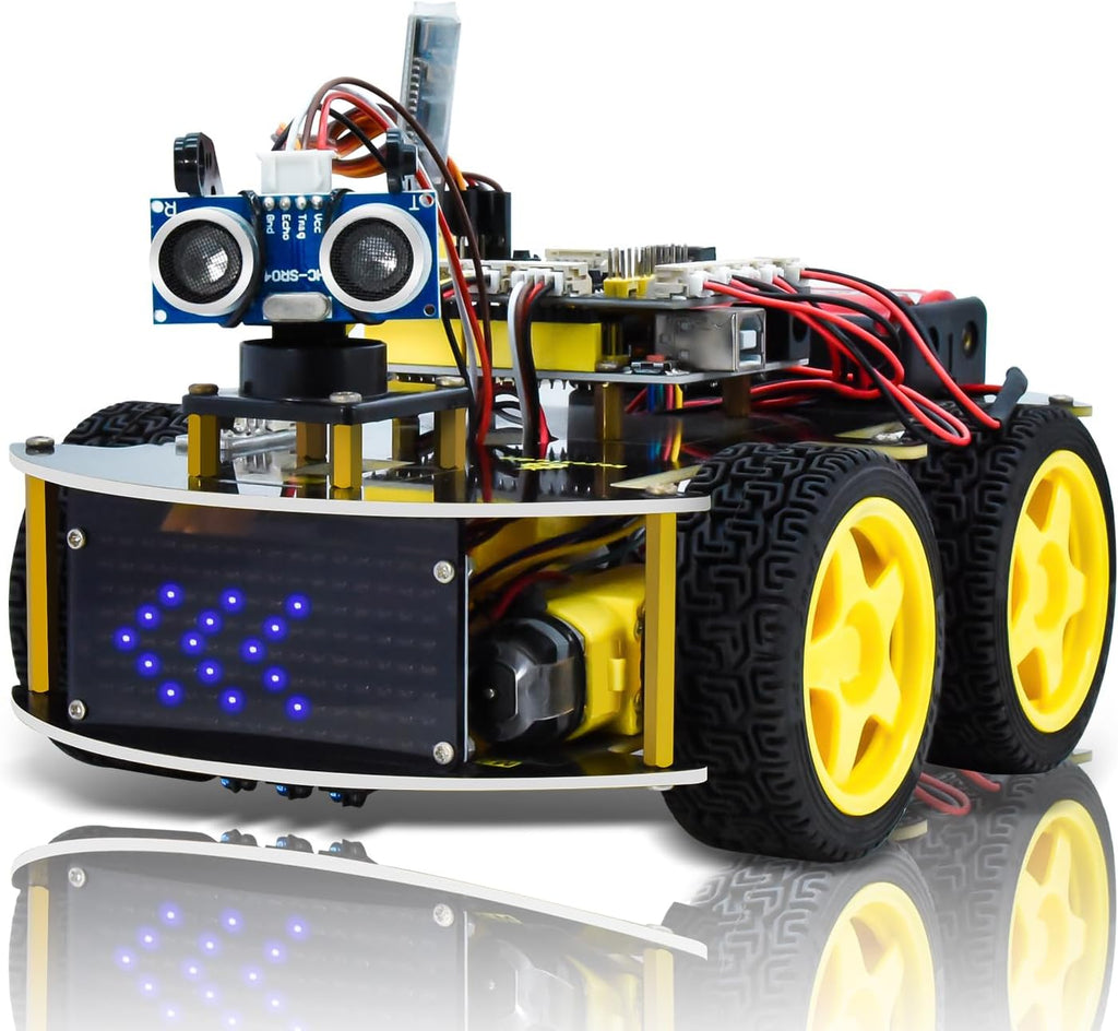 Smart Car Kit,4WD Programmable DIY Starter Kit for Arduino for Uno R3,Electronics Programming Project/STEM