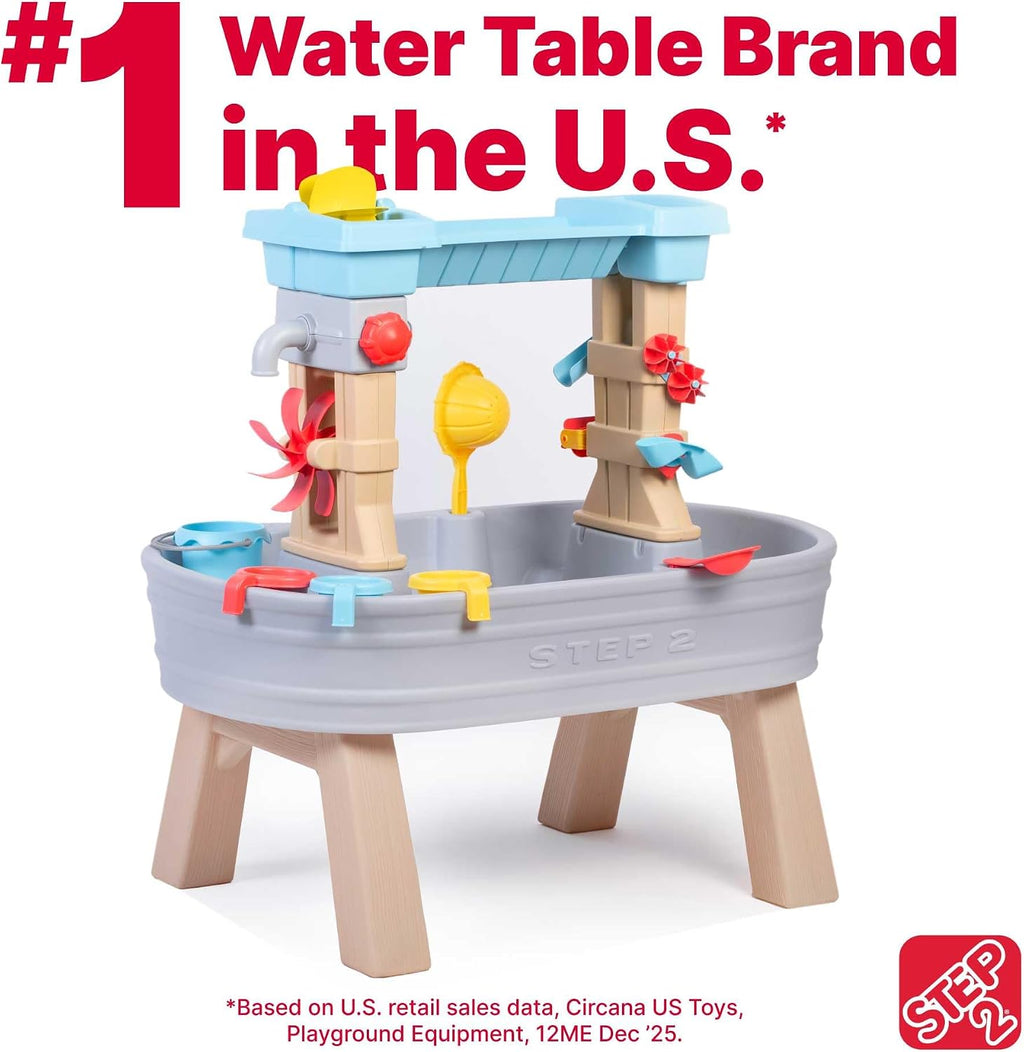 Step2 Rain Showers & Flow Kids Water Table, Outdoor Toddler Activity Table, 15-Piece Accessory Set, Ages 1.5+ Years