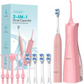 2-in-1 Water Flosser & Electric Toothbrush Combo for Family Use – Portable Oral Care Kit with Multiple Modes,Large