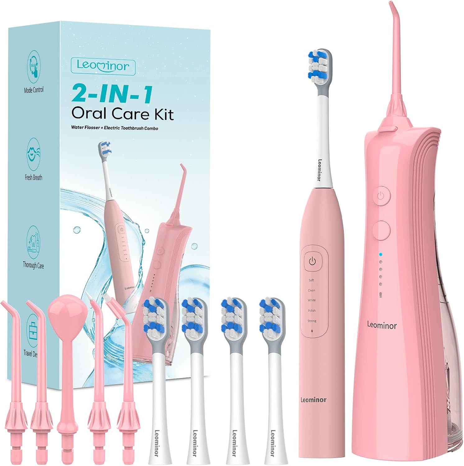 2-in-1 Water Flosser & Electric Toothbrush Combo for Family Use – Portable Oral Care Kit with Multiple Modes,Large