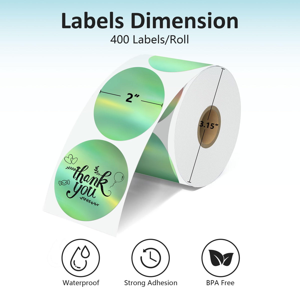 2'' Holographic Thermal Labels - 400pcs Round Thermal Printer Labels